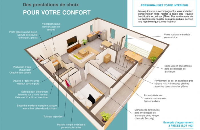 Grand appartement 2 pièces - programme neuf de standing