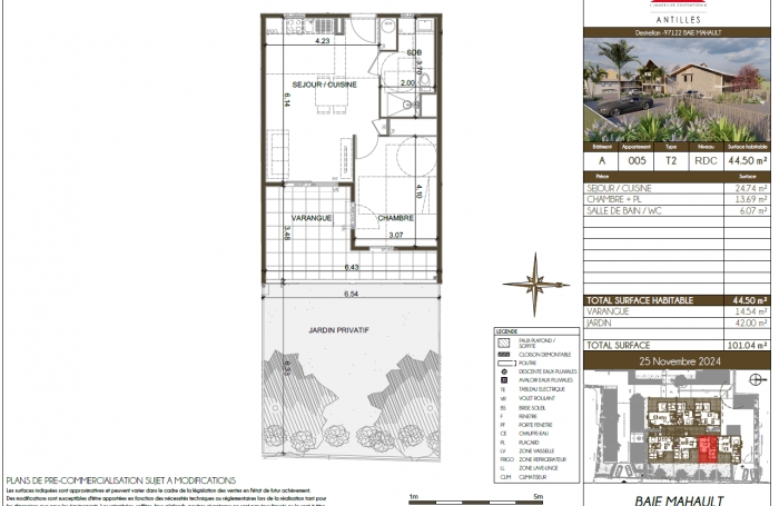 EMPLACEMENT EXCEPTIONNEL pour cet appartement T2 avec grande terrasse et jardinet privatif, dans une résidence