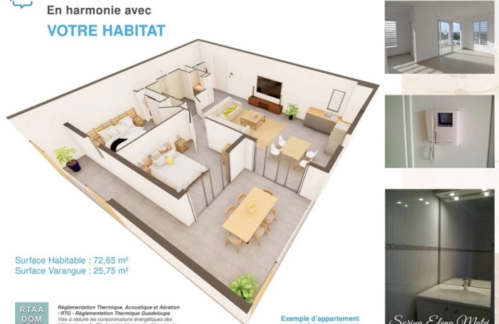 Vente Appartement 35m&sup2; 1 pièce Baie Mahault