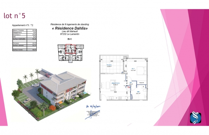 2 pièces 45.35 m2 Appartement T2 neuf quartier Mahault - LE LAMENTIN