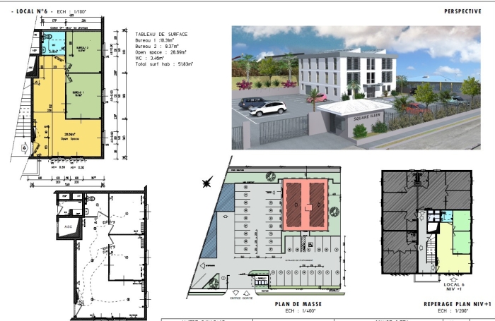 Bureaux neufs au bourg de Trois Ilets