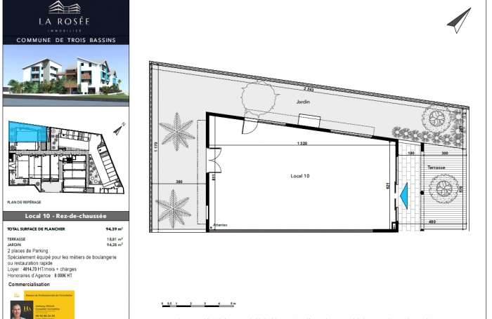 Location Local commercial 94.39m² Trois Bassins