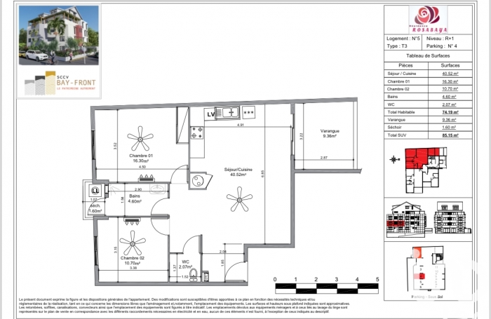 Vente Appartement 74m&sup2; 3 pi&#232;ces Saint Paul