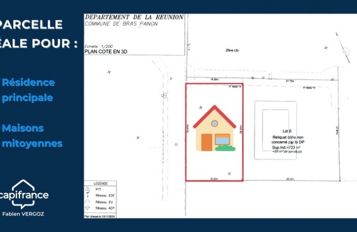 Vente Terrain 435m&sup2; Bras-Panon