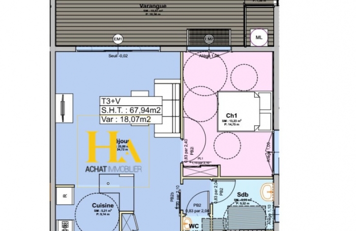 Vente Appartement 67.94m&sup2; 3 pi&egrave;ces Saint Gilles Les Hauts