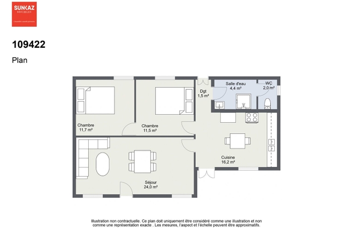Vente Maison 70.00m&sup2; 3 pièces Le Tampon