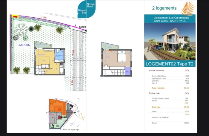 Vente Maison 39.05m&sup2; 2 pièces Saint Gilles les Bains