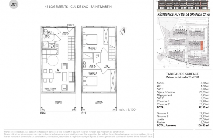 Vente Maison 72.5m² 3 pièces Saint Martin